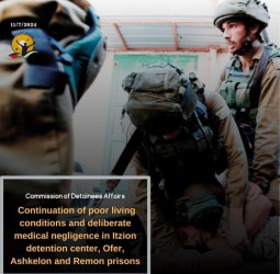 Commission of Detainees Affairs: Continuation of poor living conditions and deliberate medical negligence in Itzion detention center, Ofer, Ashkelon and Remon prisons
